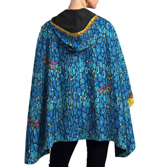 RainCaper - Tiffany Dragonfly Reversible Rain Cape – Lightweight Hooded Wrap for Women