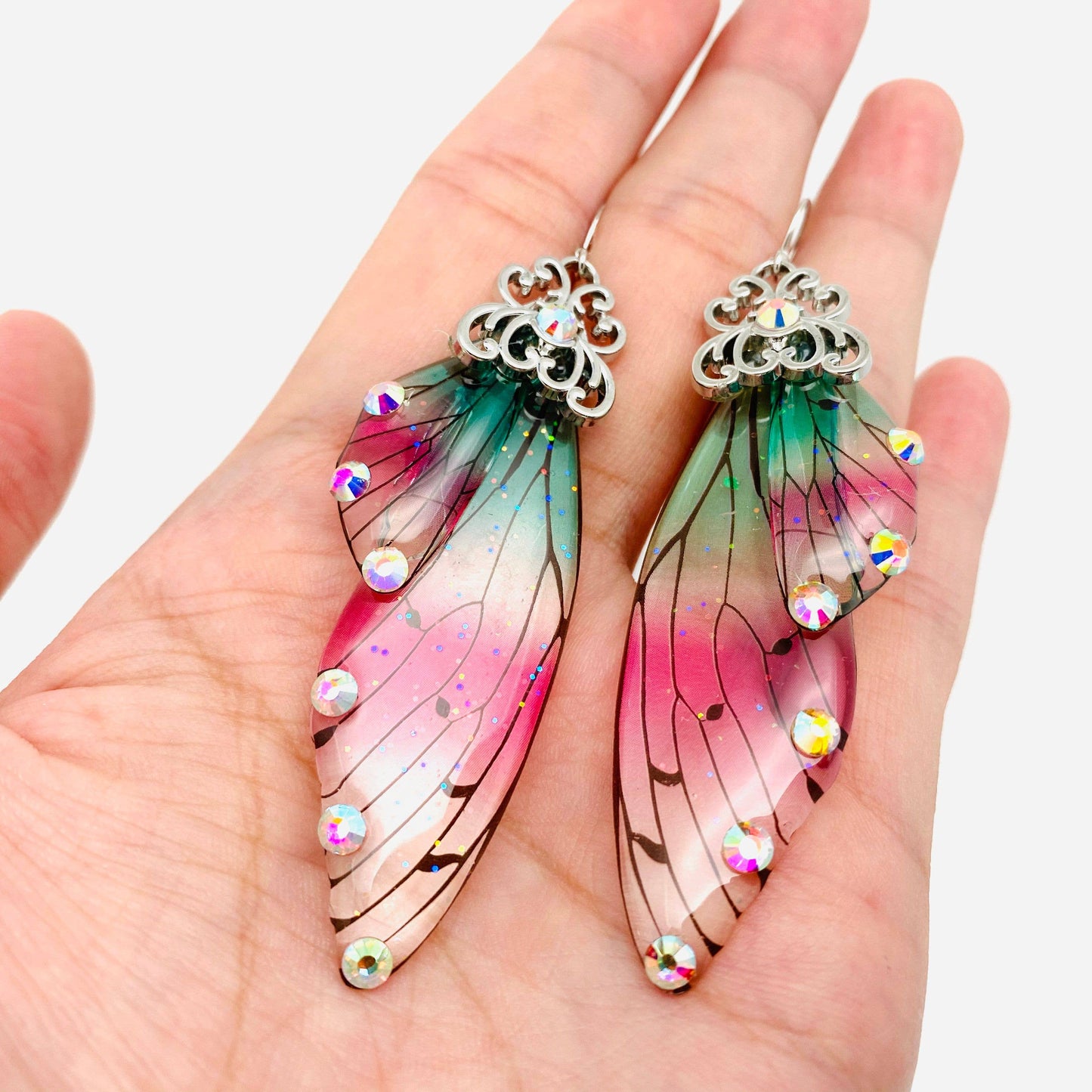 Mio Queena - Handmade Fairy Wings Earrings Insect Butterfly Wing: Gold foil and colored