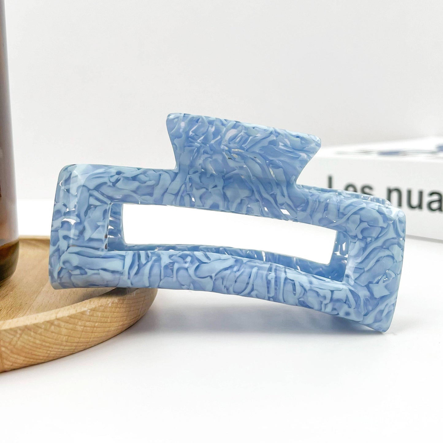 TheDivaSoap - Rectangular Acetate Hair Claw, Premium Quality Hair Clip: Beige