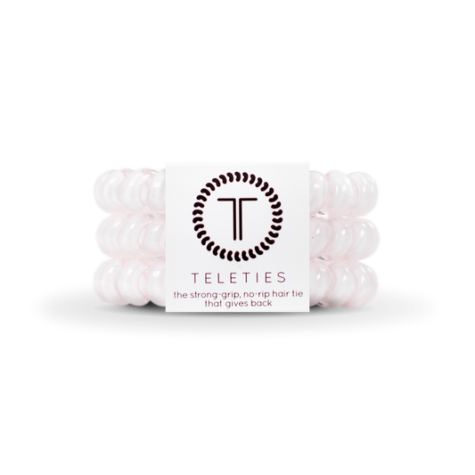 TELETIES - Spiral Hair Coils | Large | Rose Water Pink Hair Ties