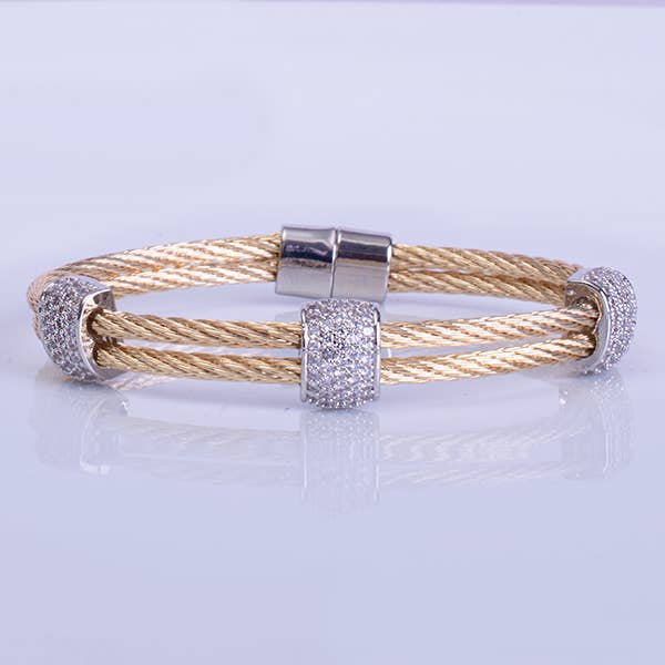 My Best Kept Jewelry - Gold And Crystal Station Bangle