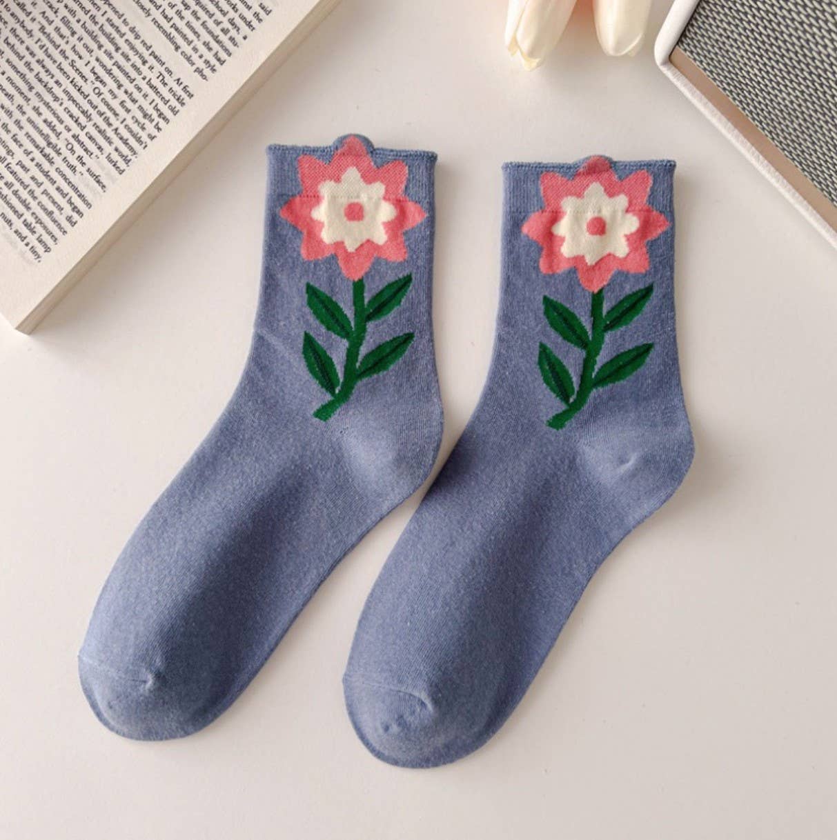 JC Sunny Fashion - JCS010 3D Floral Spring/Summer Socks: Assorted 5 pairs/pack--1 pattern per pair;      min. 4 packs 20 pairs