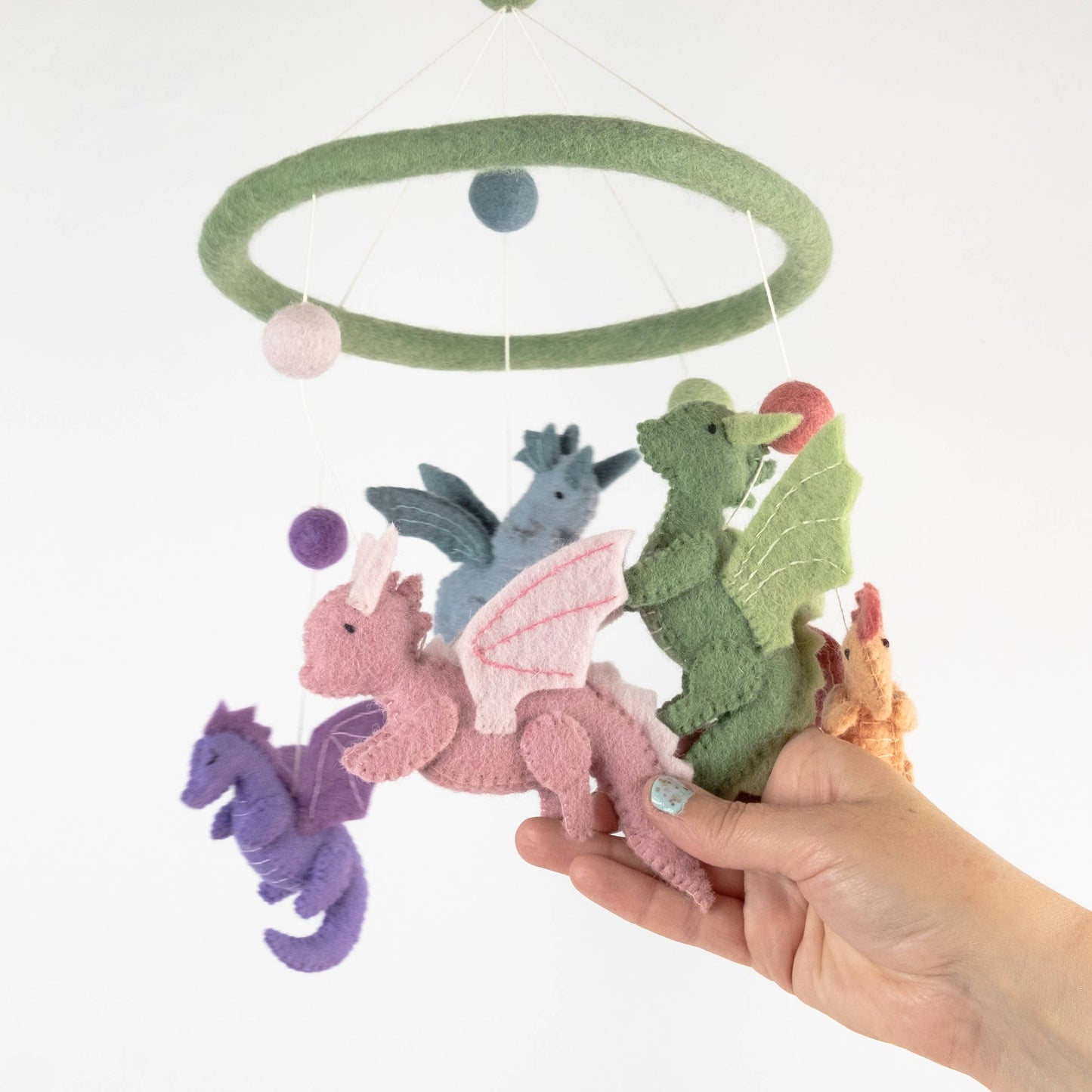 The Winding Road - Felt Baby Dragon Mobile Pastel