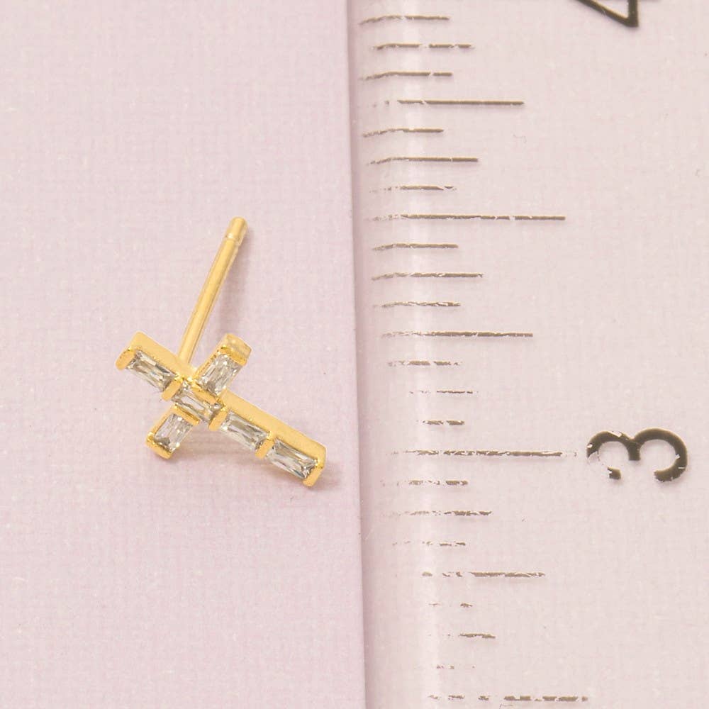 The Looks by Fame Accessories - Mini Cross Stud Earrings: G