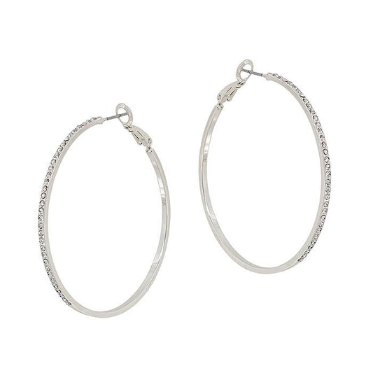 What's Hot - Silver Rhinestone 2" Earring