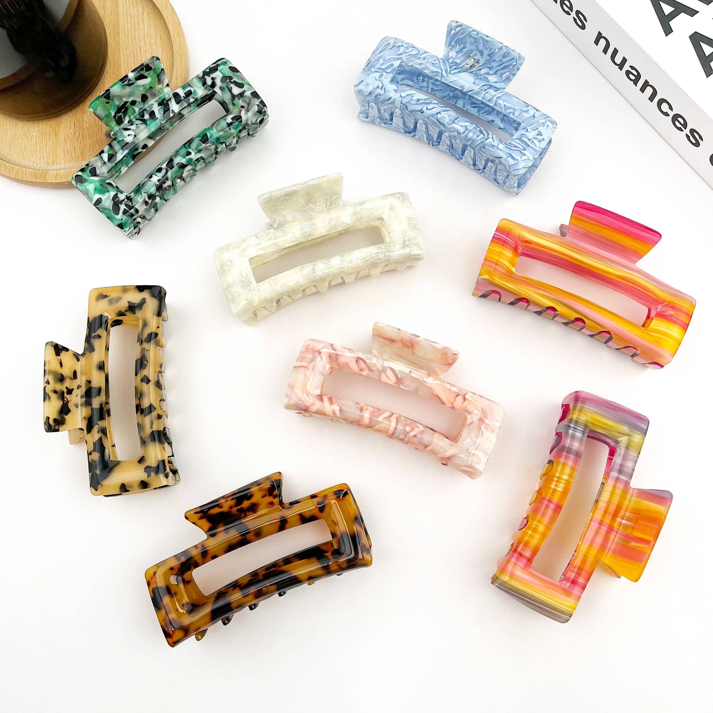 TheDivaSoap - Rectangular Acetate Hair Claw, Premium Quality Hair Clip: Beige