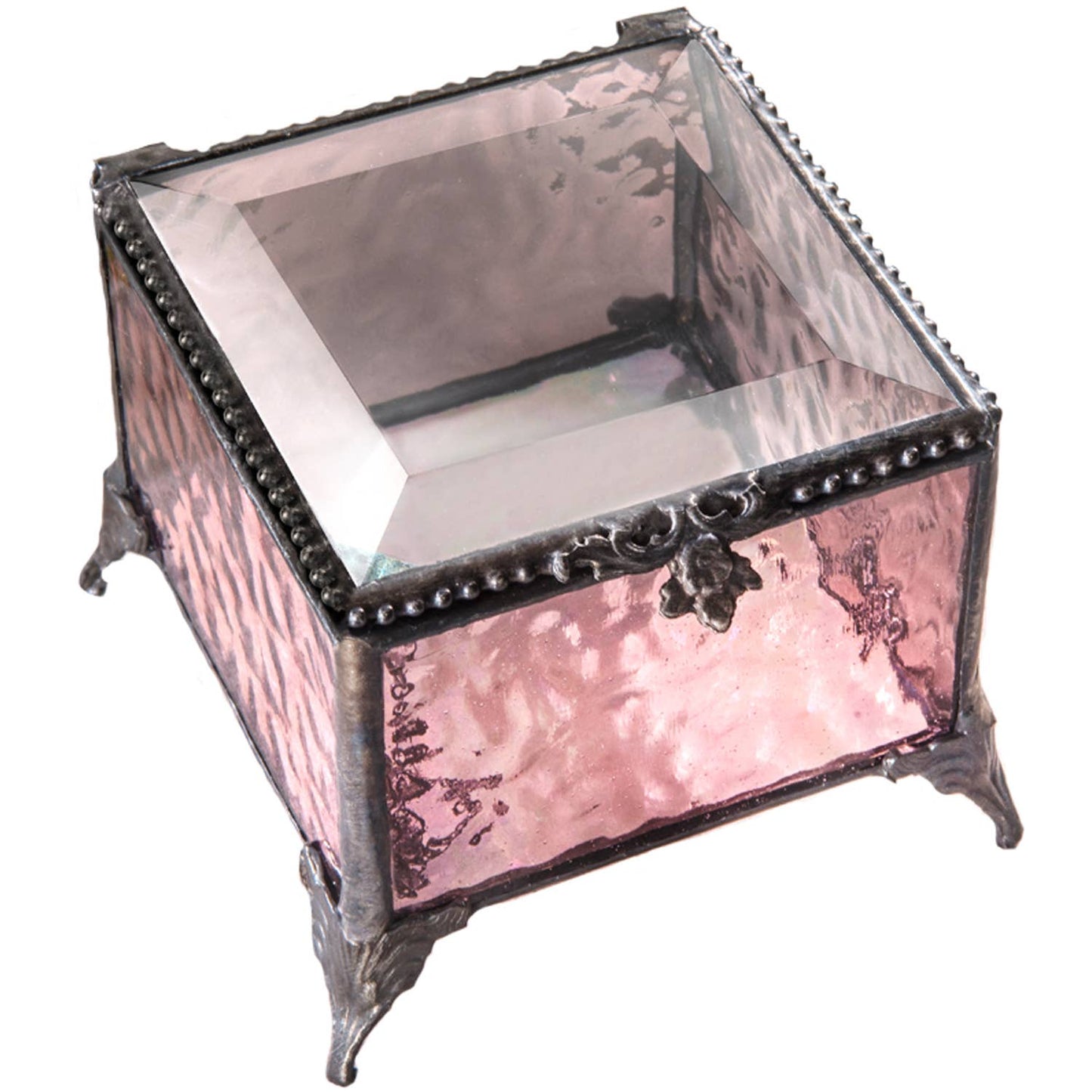 J Devlin Glass Art & Bert Anderson Collection - Pink Glass Jewelry Keepsake Trinket Box J Devlin Box 903