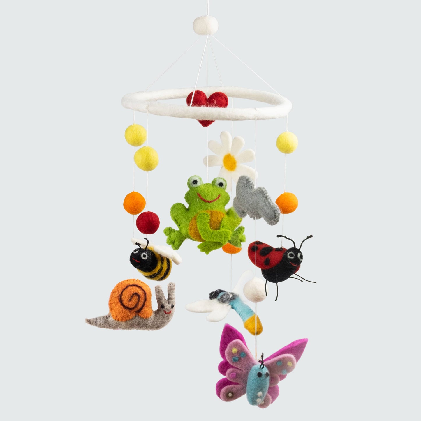 The Winding Road - Felt Mobile Garden Friends Frog, Butterfly, Snail, Dragonfly
