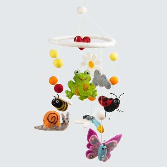 The Winding Road - Felt Mobile Garden Friends Frog, Butterfly, Snail, Dragonfly