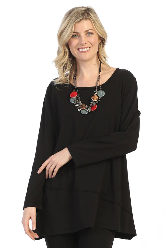 Focus Fashion - Supima Cotton Long Sleeve Tunic-SC103: BLACK / M