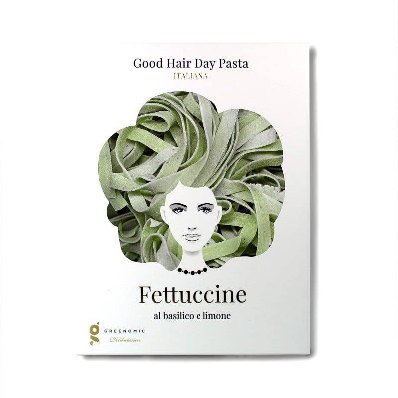 Greenomic Delikatessen, USA - Good Hair Day Pasta Fettuccine basil & lemon (Case of 10)
