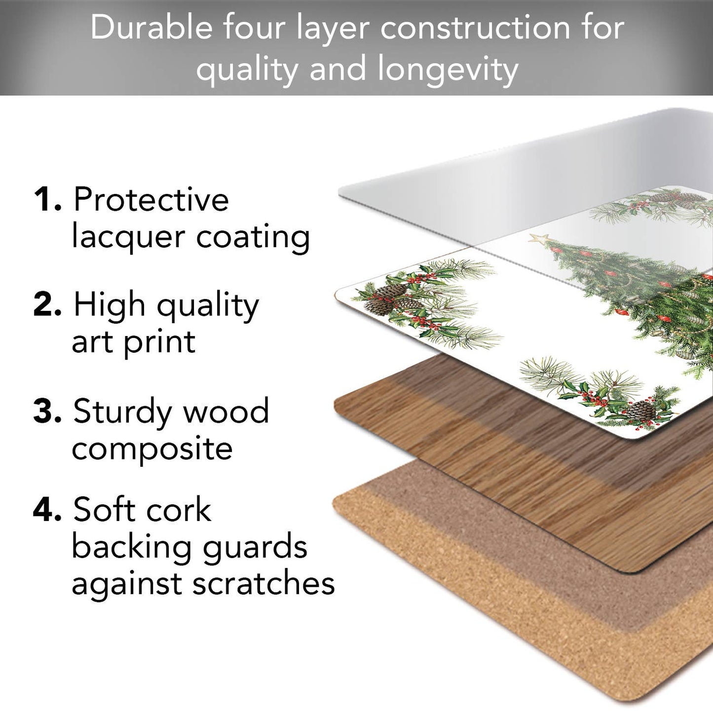 CounterArt/Highland Home/Thirstystone/CoasterStone - Cala Home "O' Christmas Tree" Decorative Hardboard Placemat