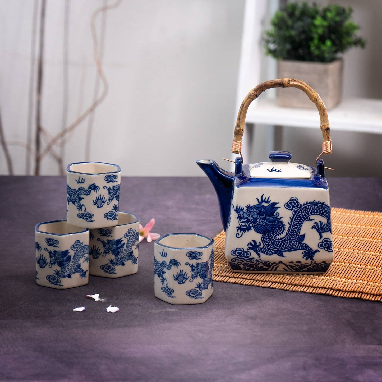 Urban Tokyo - Oriental Ryu Dragon Tea Set 20oz Tea Pot with 4 Hexagon Cups (4/8)