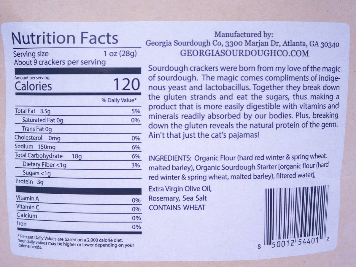 Georgia Sourdough Co. - Rosemary Olive Oil Crackers: 6 oz.