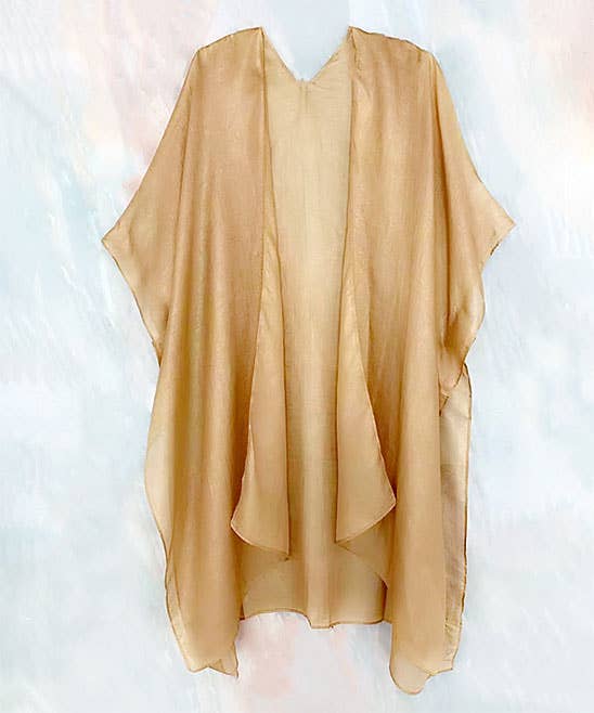 JC Sunny Fashion - JC062609 Sheer Kimono: Gold / One Size