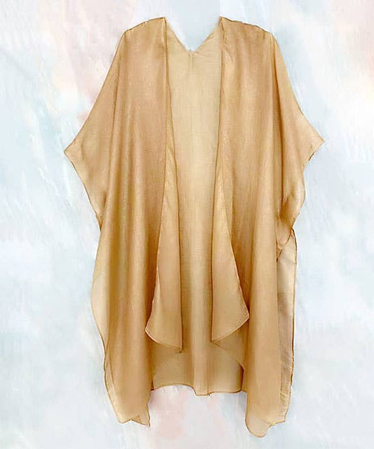 JC Sunny Fashion - JC062609 Sheer Kimono: Gold / One Size