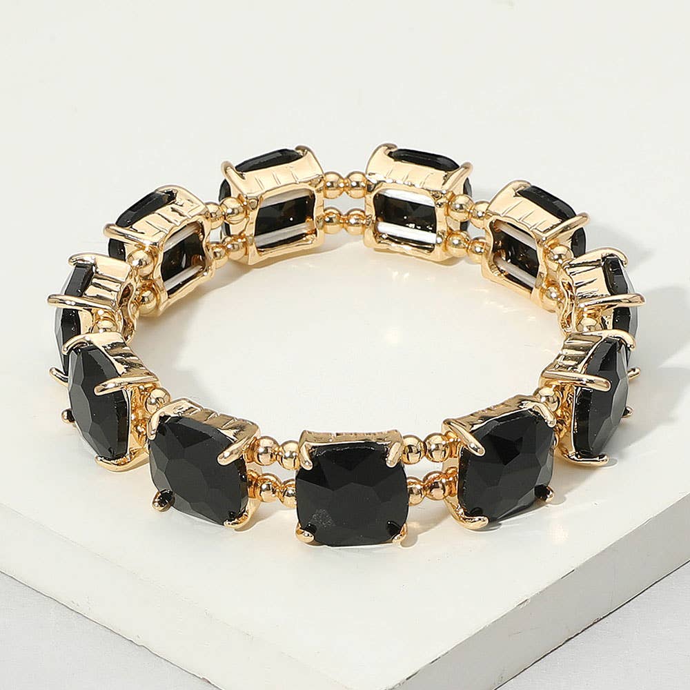 Sensibling Corp. - Cushion Square Stone Stretch Evening Bracelet: GCL