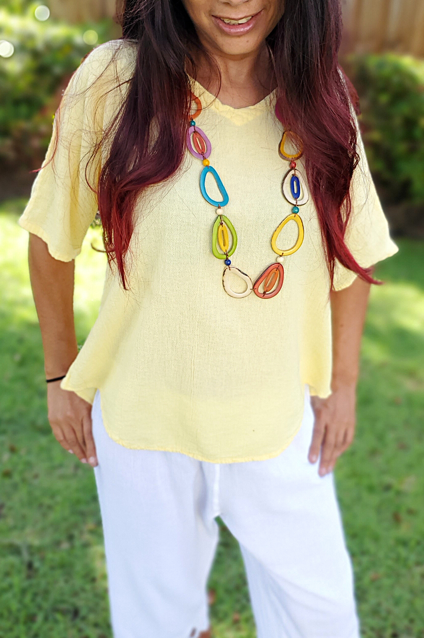 Cottonways - Mary Top 100% Cotton Gauze: Peacock / 1