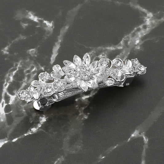 Sensibling Corp. - Floral Stone Accent Barrette: Clear,Silver