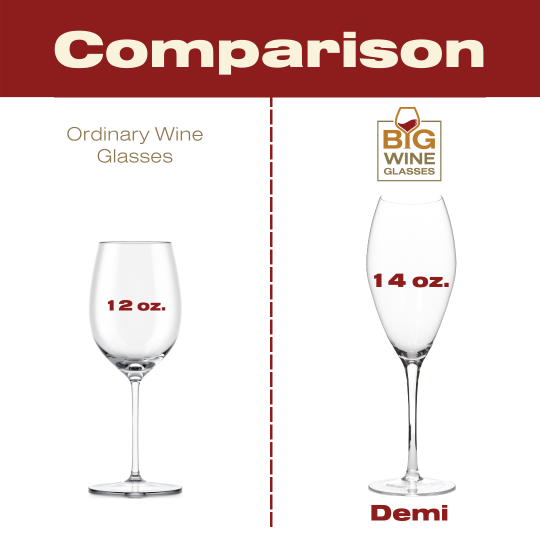 Big Wine Glasses - DEMI - Oversized Champagne Glasses (Set of 2)