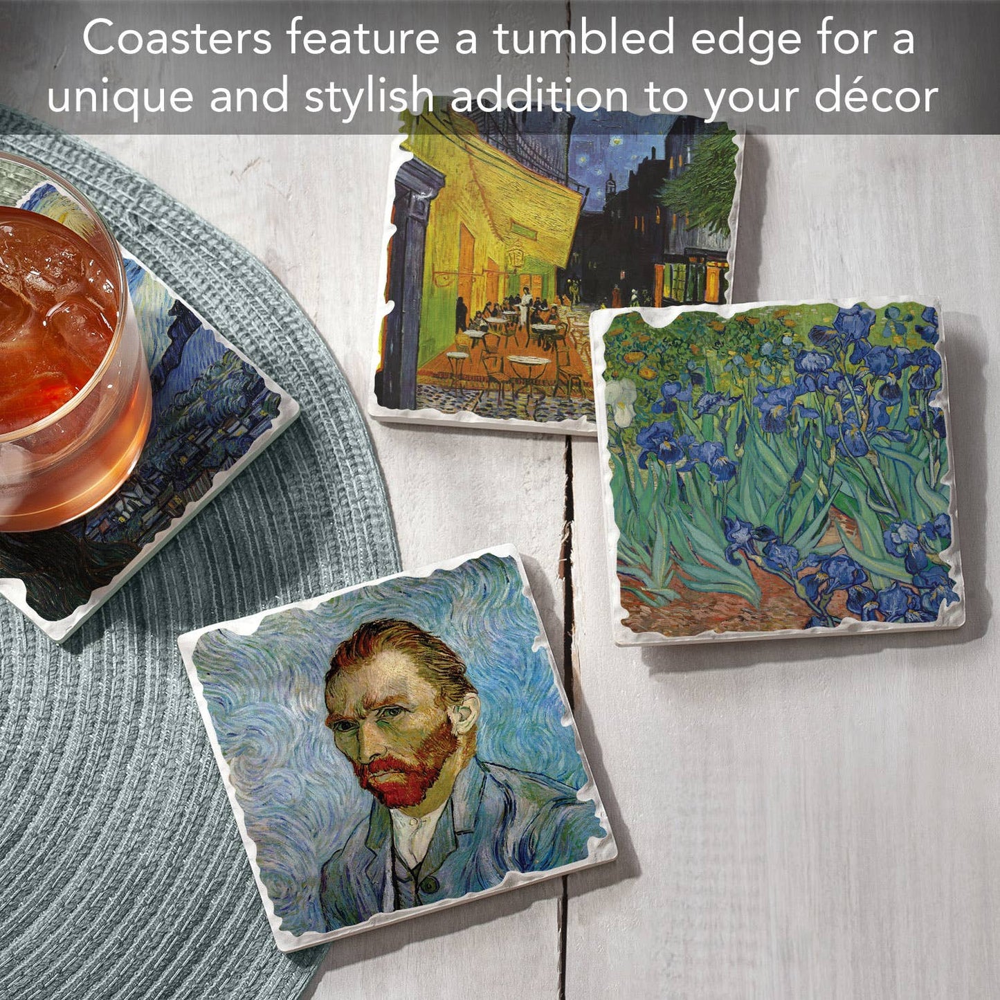 CounterArt/Highland Home/Thirstystone - Fine Art "Van Gogh Classics" 4pk Asst. Stone Coasters