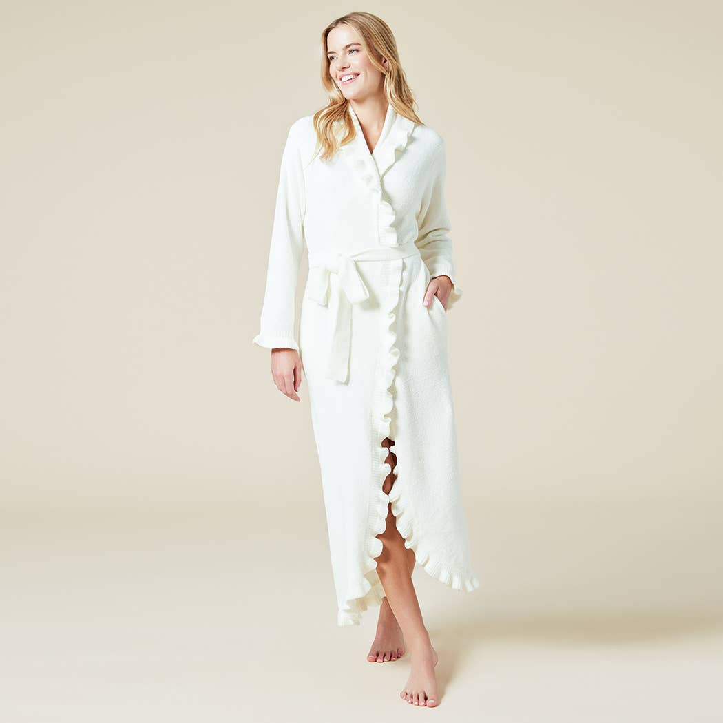 Softies - Women's Perfectly Draped 51" Ruffle Chenille Robe: Light Blue / L