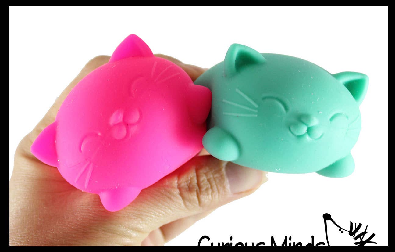 Curious Minds Toys - 1 Cat Nee Doh Soft Fluff- Filled Squeeze Stress Ball
