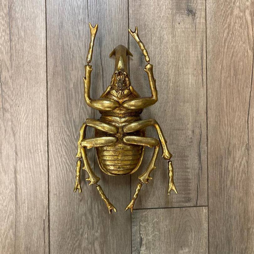 Modern World by Contrast Inc. - Gold Leafed Beetle Wall Decor