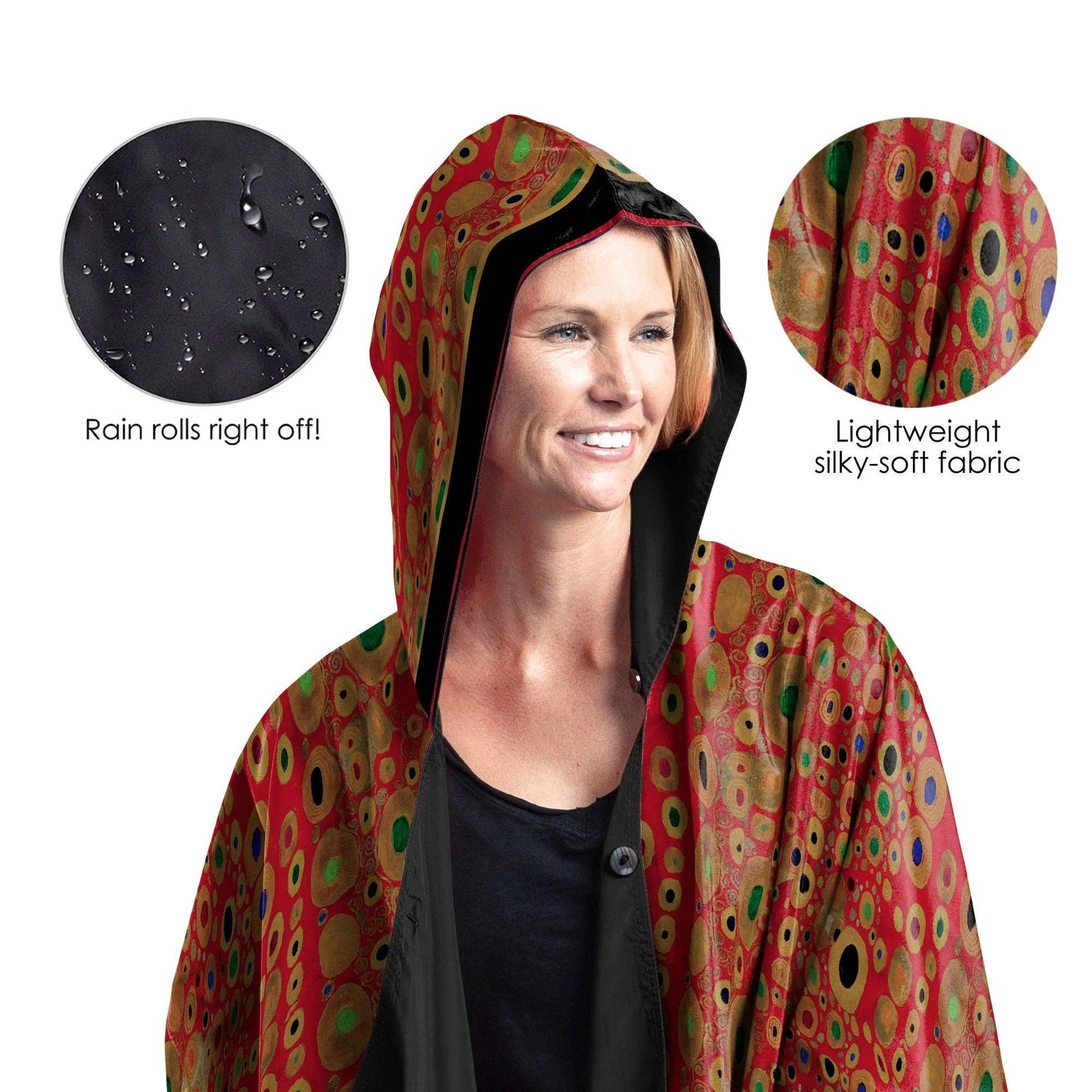 RainCaper - Klimt Hope II Womens Rain Cape - Rainproof Breathable Rain Poncho