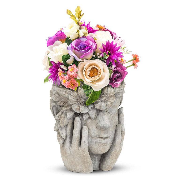 Abbott - Woman w/Flower Halo Planter-9.5"H