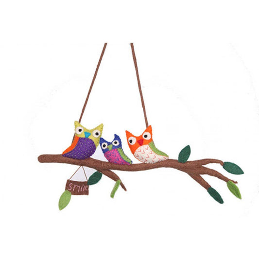 BNB Crafts Inc. - Felted Three Owls in Branch Wall Hanging: Assorted colors