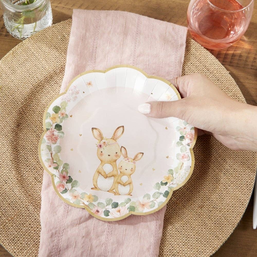 Kate Aspen - Woodland Baby 7 in. Premium Paper Plates - Pink (Set of 16)
