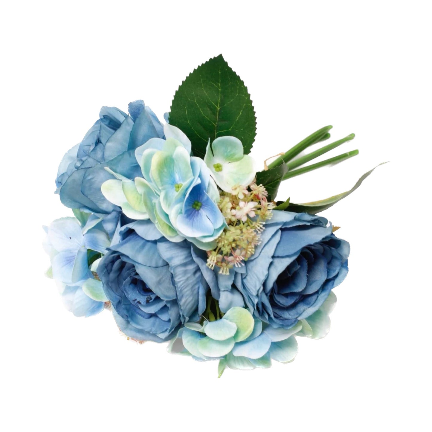 Angel Isabella - 12"-Rose Hydrangea Pre-tied bouquet Faux Flowers: Blush Ivory