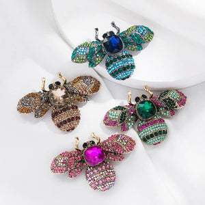 PEACH ACCESSORIES - 1554 crystal Bee brooch: Green