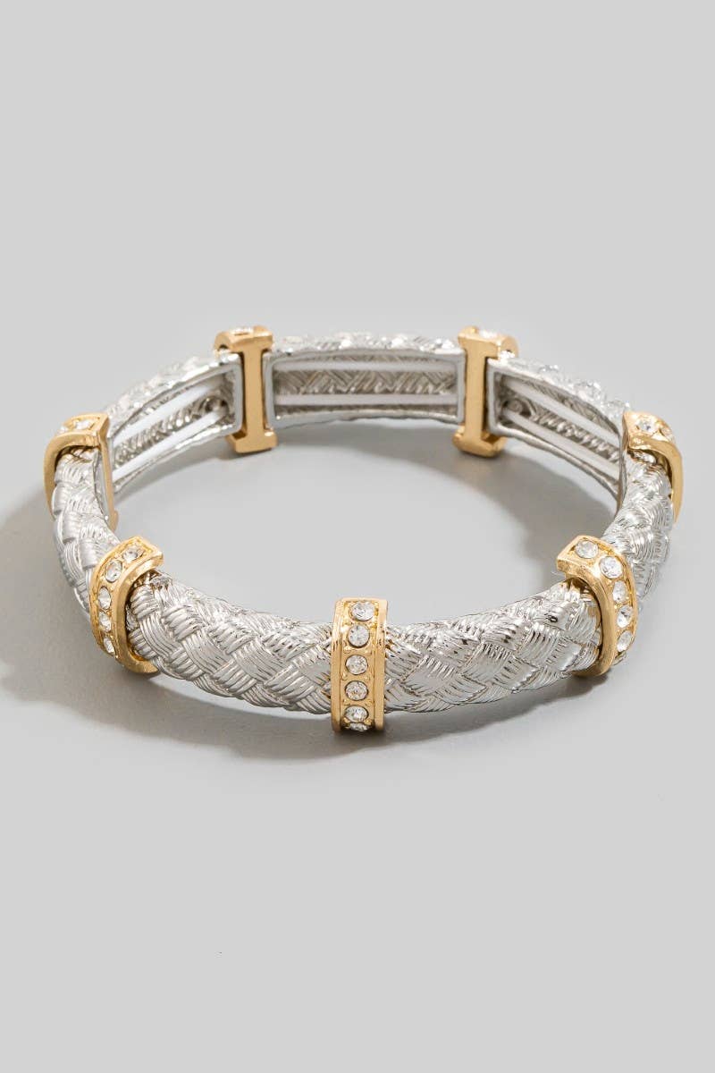 anbfashion - Two Tone Metallic Elastic Bracelet B3725: S