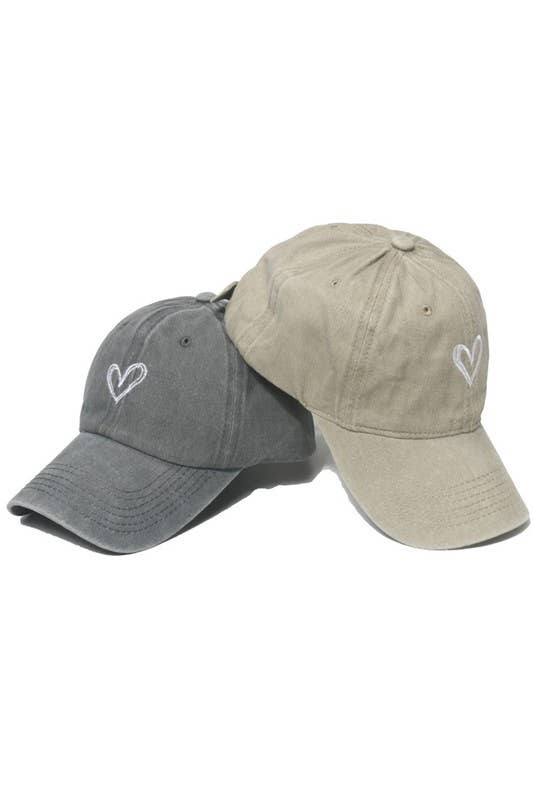 ACCITY - Spring Summer Wash Heart Baseball Cap, Sun Hat CWAH0012: WINE / (OS) 1
