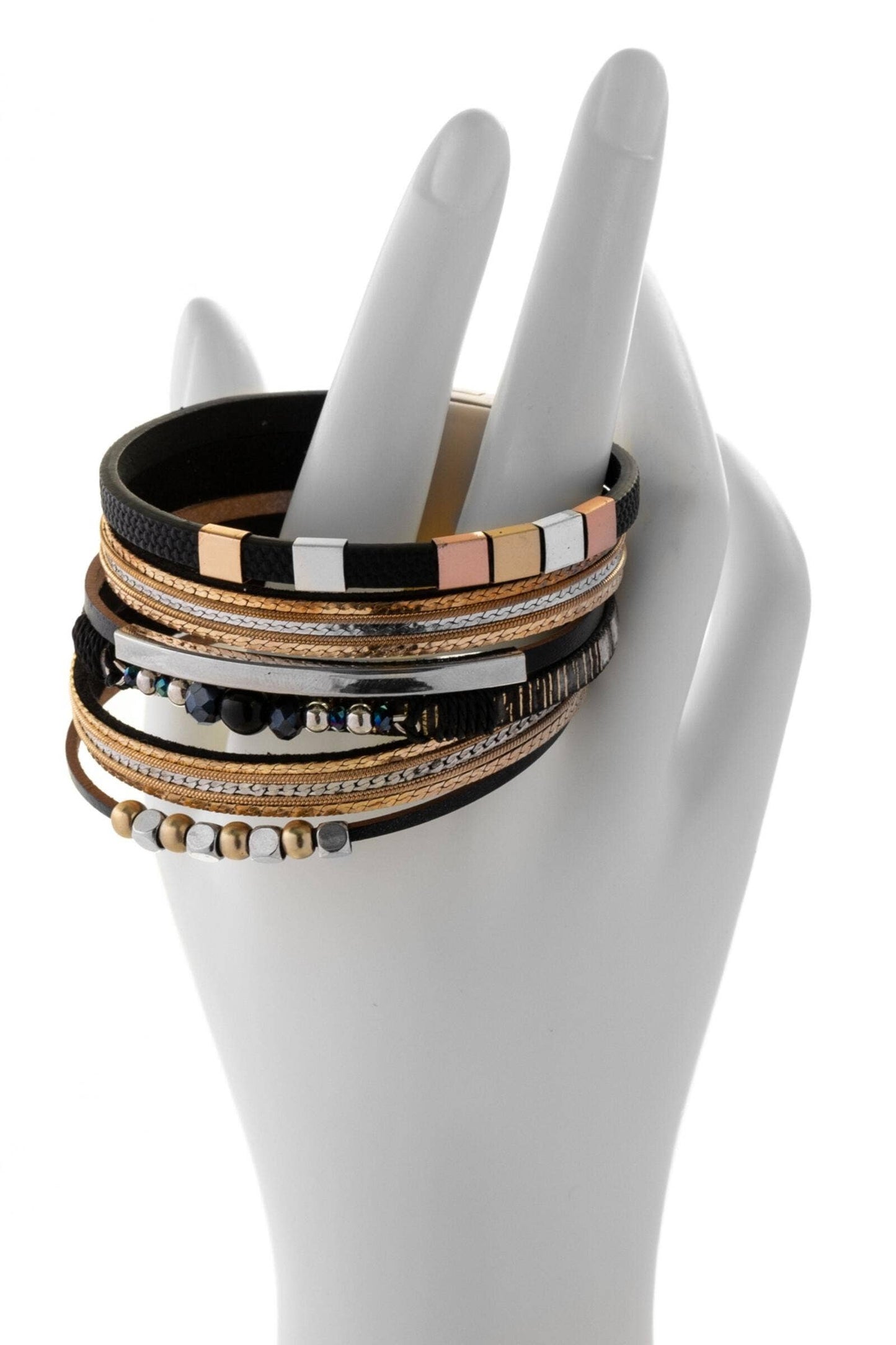 SAACHI - Metallic Beaded Bracelet: White