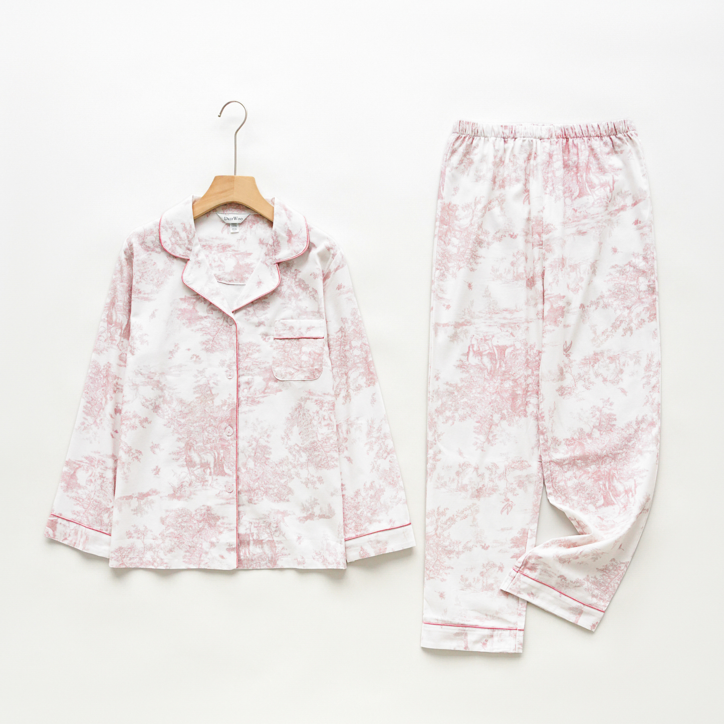 DrifWoo - Soft Pink Toile Print Loungewear – Spring Cozy Homewear: S