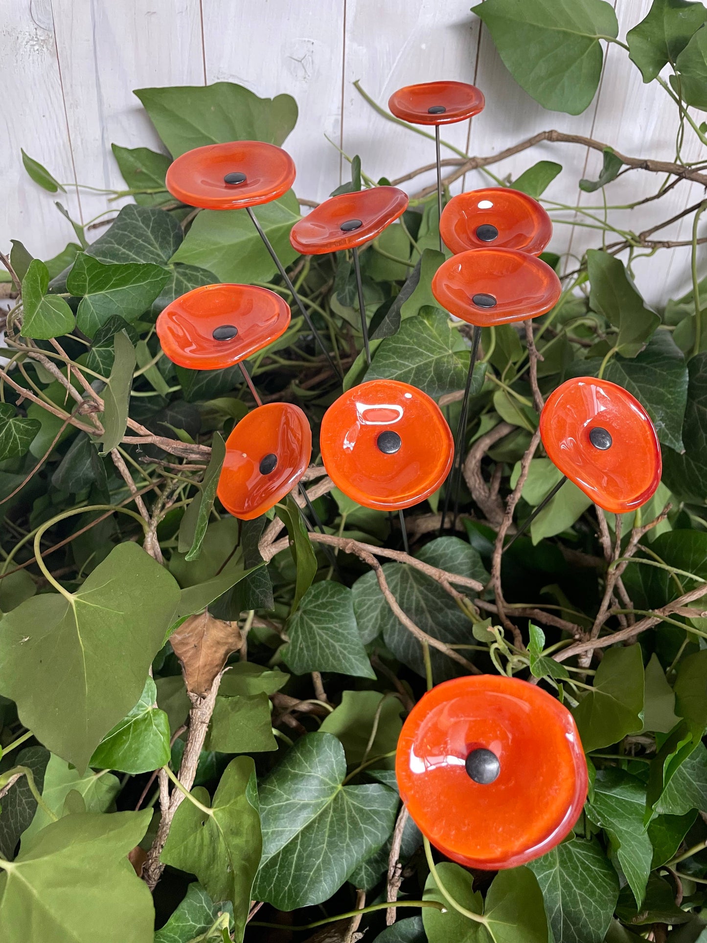 CARNEOL GLASS - Small Glass Flower For Outside In Orange