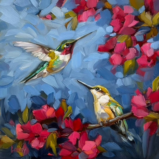 GreenBox Art - Spread Your Wings - Hummingbird Stretched Canvas: 10" H x 10" W