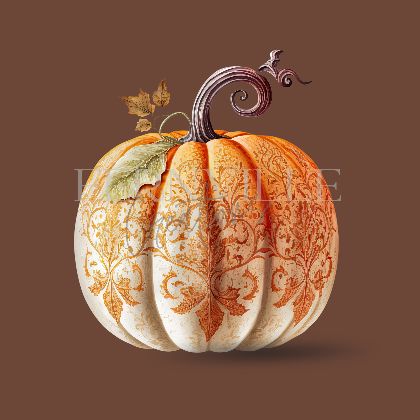 Fernville Creations - Elegant Pumpkin Fingertip Towel, Fall Home Decor, Tip Towel