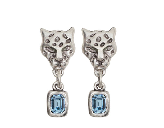 Chanour - Handmade Tiger Blue Crystal Pewter Earrings - NE1514
