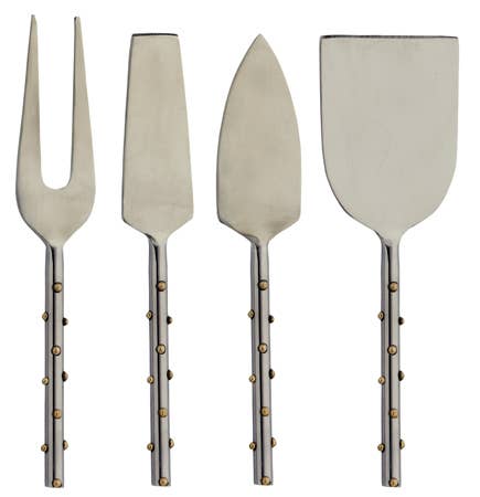 India Handicrafts Inc - Gold Dots Cheese Set-Piece