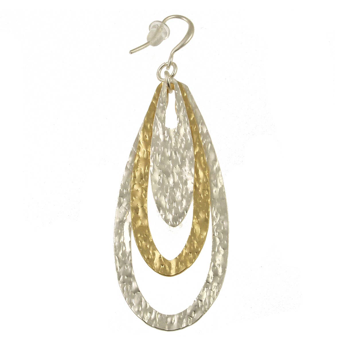 Origin Jewelry - Triple Teardrop Earrings | Brass, Silver & Gold, 2.5"