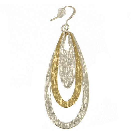 Origin Jewelry - Triple Teardrop Earrings | Brass, Silver & Gold, 2.5"