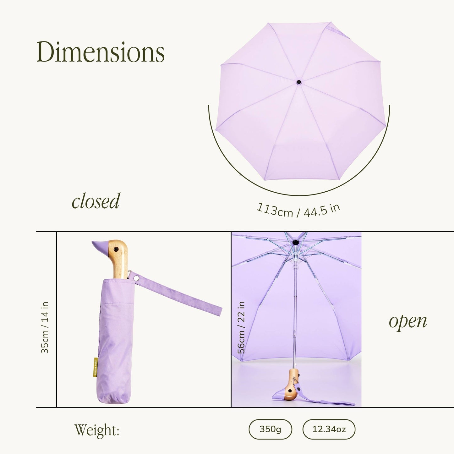 Original Duckhead US - Lilac Compact Eco-Friendly Wind Resistent Umbrella- Easter