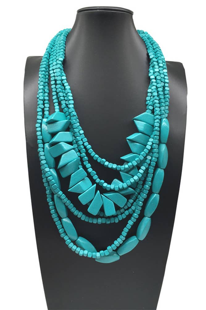 UNISHE - Colorful Wooden Necklace ZK1456: 09 / One Size