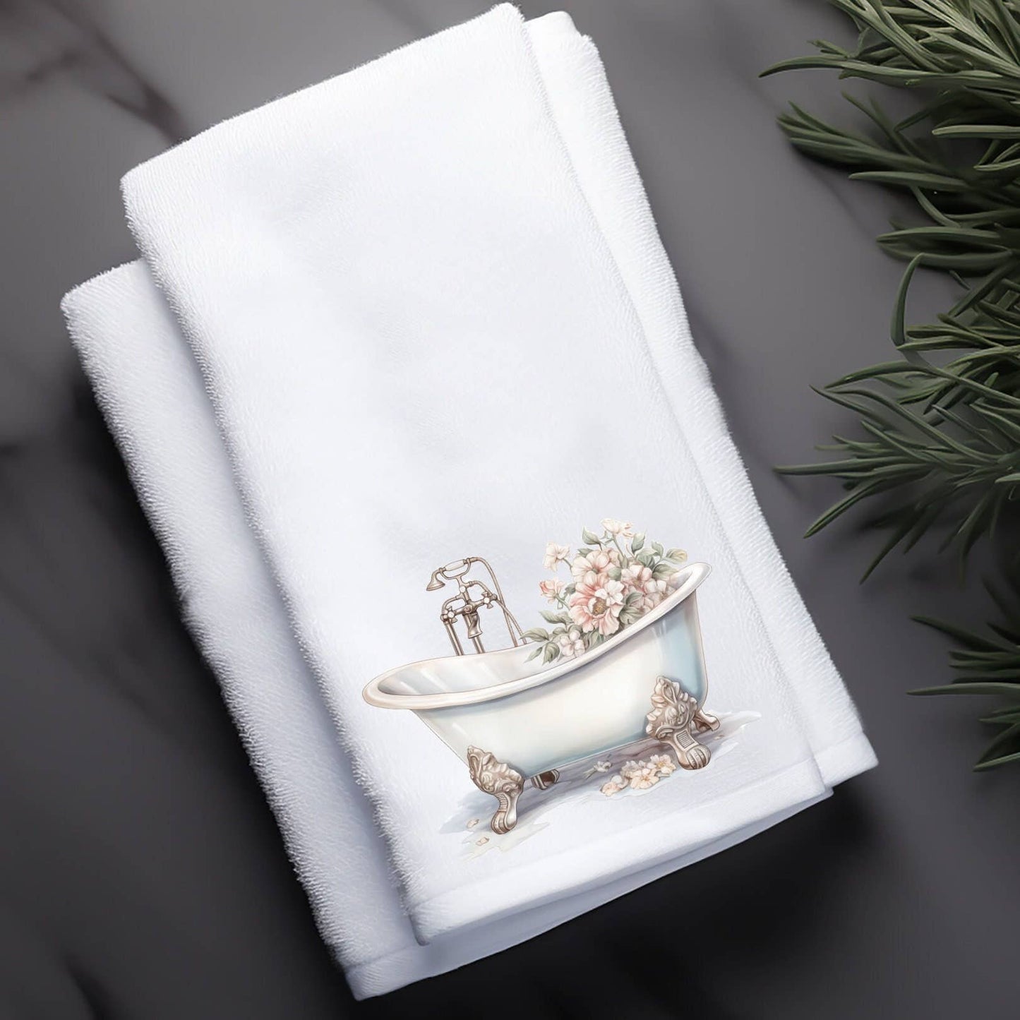 Fernville Creations - Vintage Luxury Floral Fingertip Towel for Bathroom and Spa