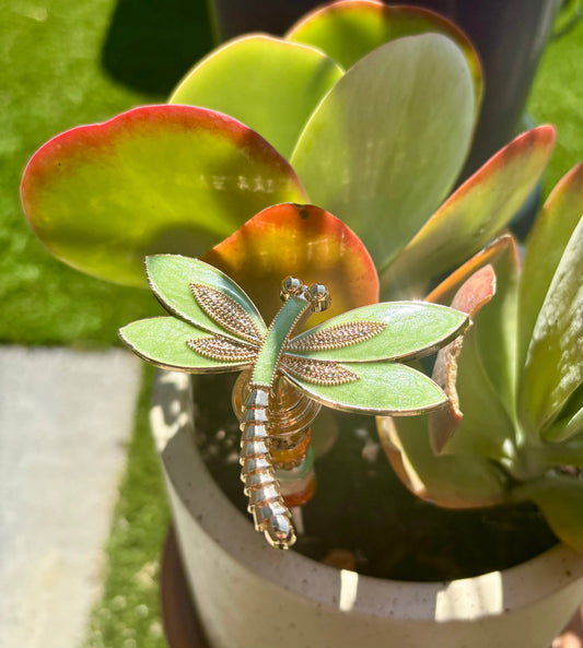 Sea of Bliss Shop - Dragonfly Garden Plant Stakes Beaded: Green / 8 inch