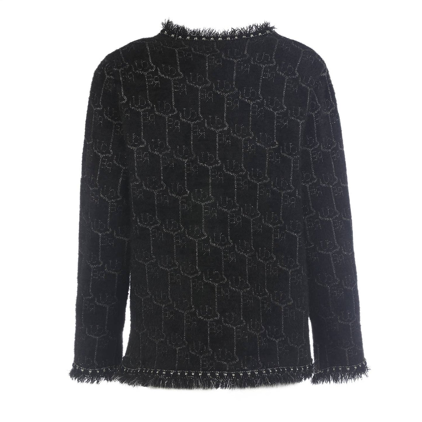 PEACH ACCESSORIES -  Elegance Bouclé Cardigan with Pearl Accents SD190: Black
